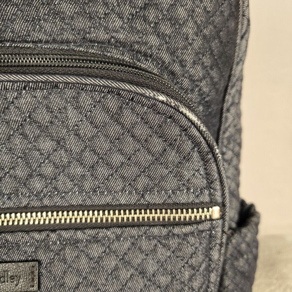 Vera Bradley Iconic Campus Backpack Denim Gray Quilted Laptop School Bag College - Picture 3 of 10